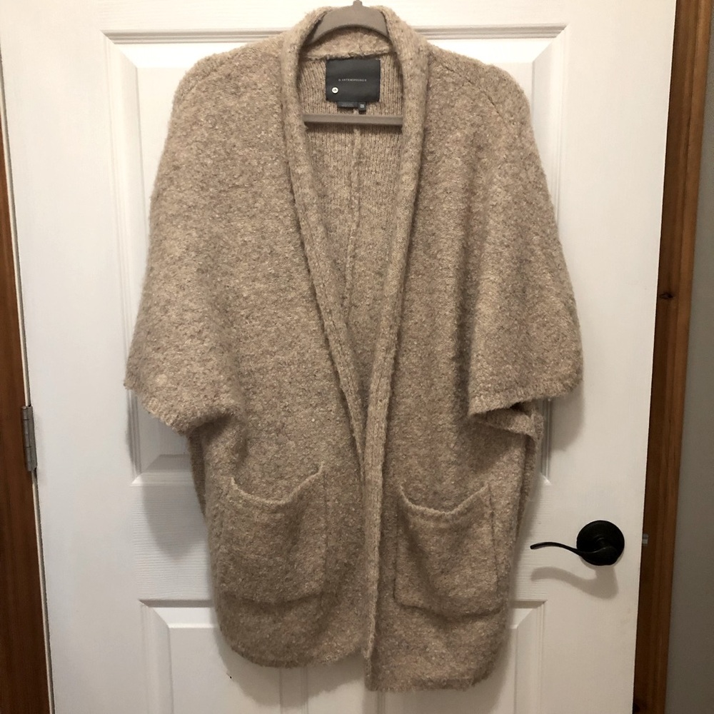 Anthropologie Beige Women's Wool Blend Shrug with Pockets O/S